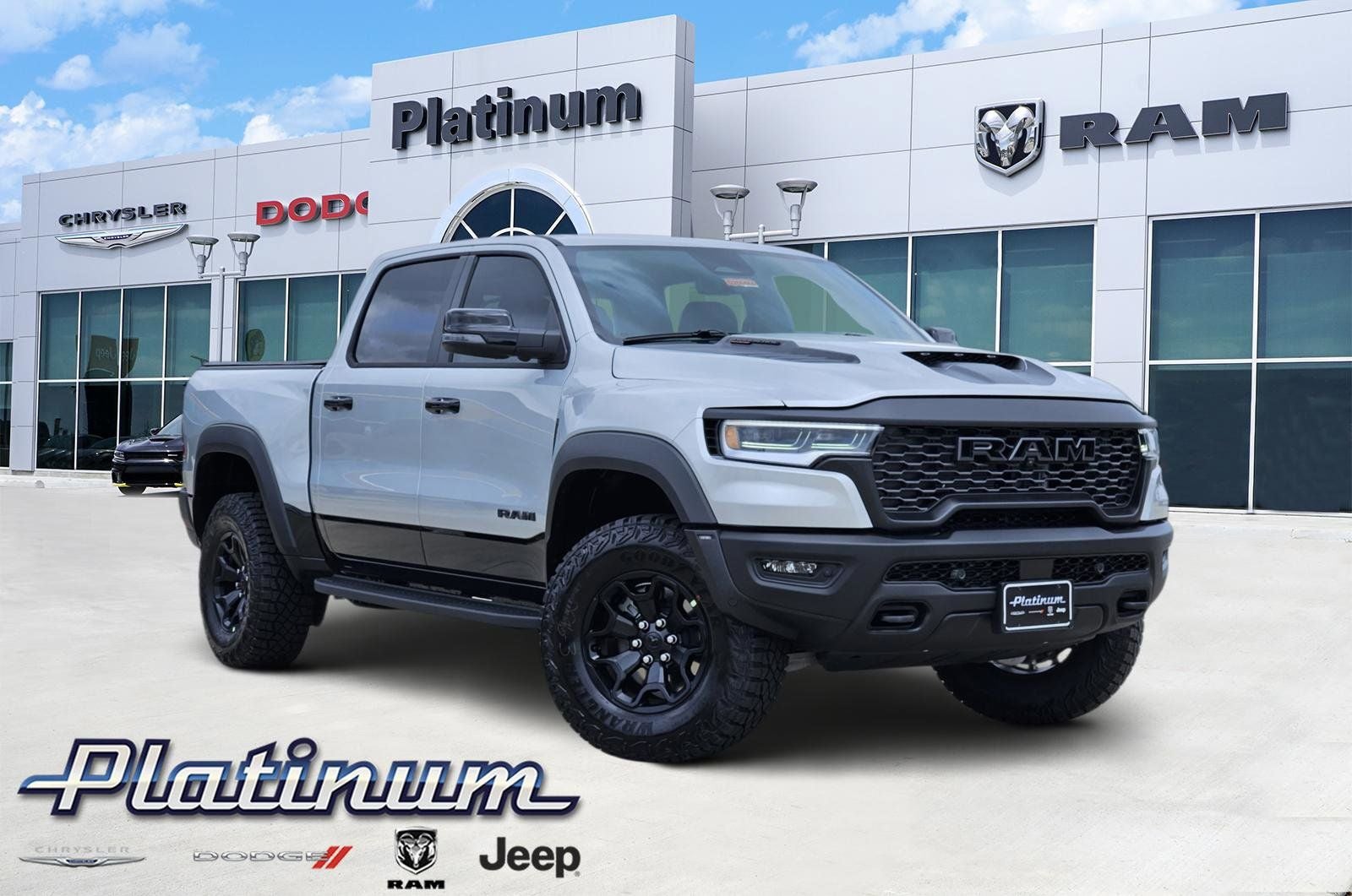 2026 RAM Ram 1500 RAM 1500 RHO CREW CAB 4X4 5'7' BOX in Silver Zynith Exterior Paint — front three-quarter view