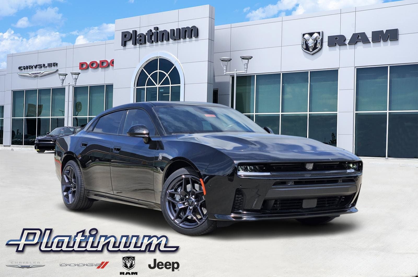 2026 Dodge Charger CHARGER SCAT PACK 4-DOOR AWD in Diamond Black Crystal Pearlcoat — front three-quarter view