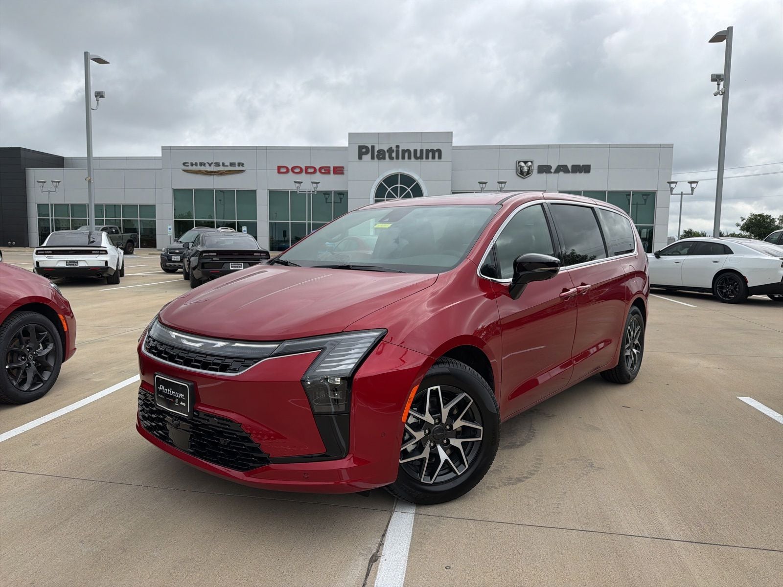 2027 Chrysler Pacifica PACIFICA LIMITED in Red Hot Pearl-Coat Exterior Paint — front three-quarter view