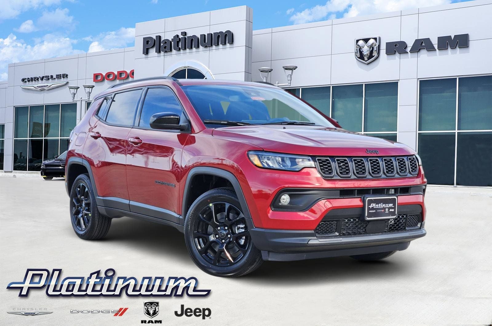 2026 Jeep Compass COMPASS LATITUDE ALTITUDE 4X4 in Red Hot Pearl-Coat Exterior Paint — front three-quarter view