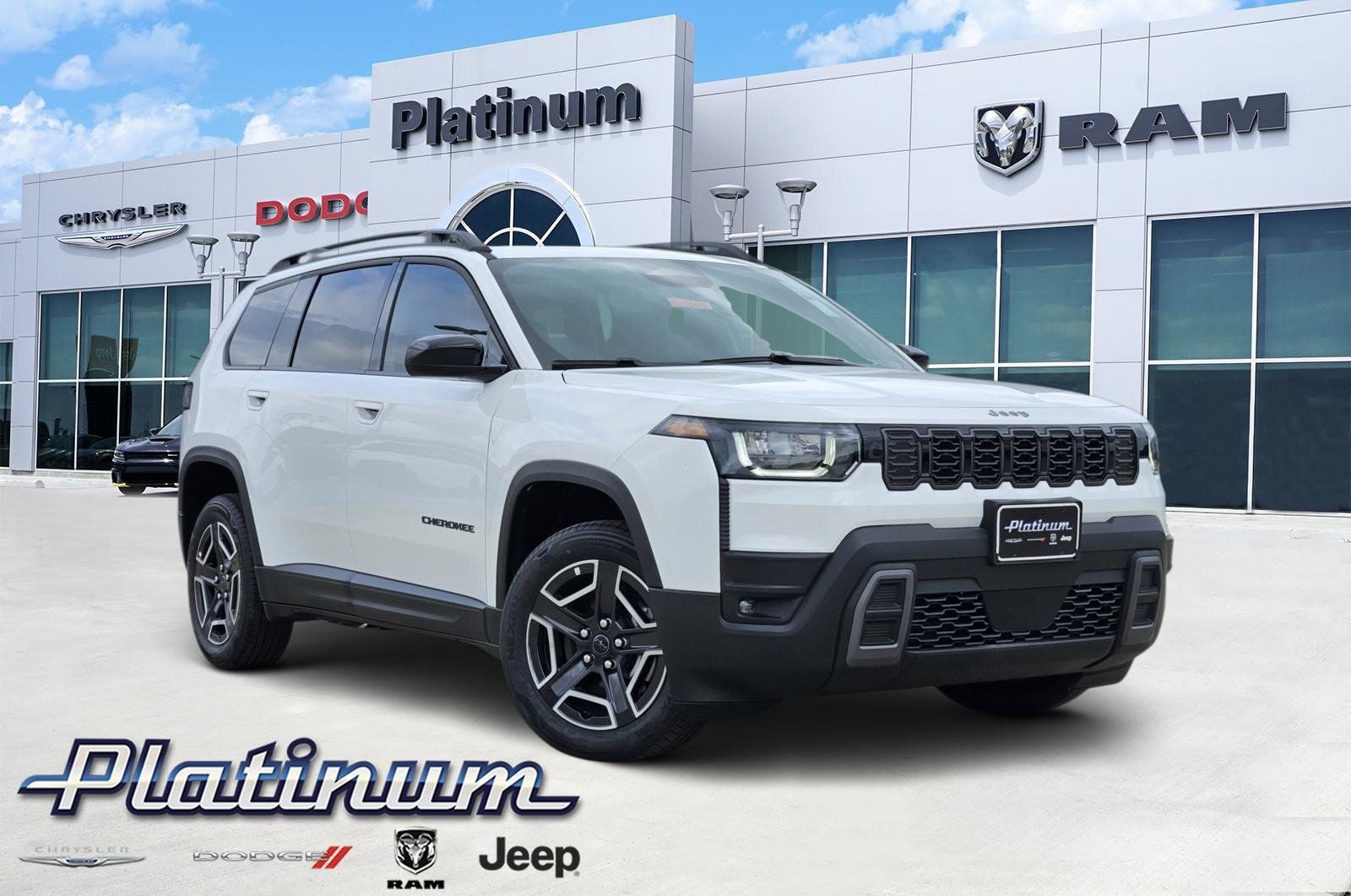 2026 Jeep Cherokee CHEROKEE LAREDO 4X4 in Bright White Clear-Coat Exterior Paint — front three-quarter view
