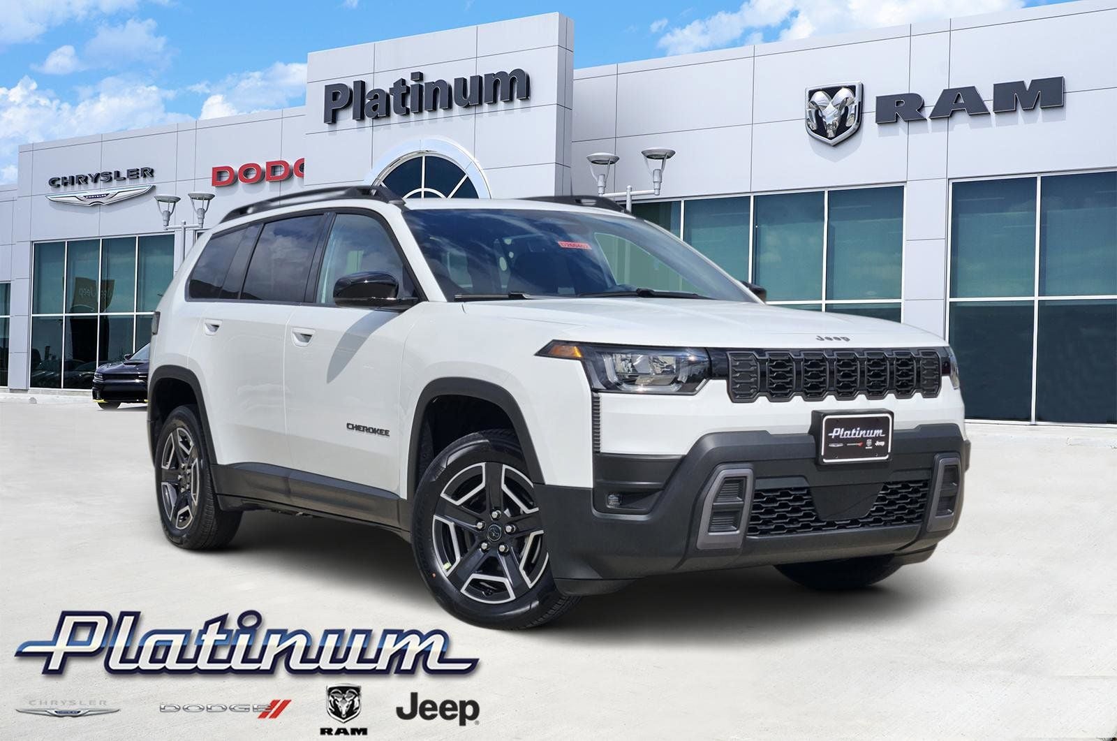 2026 Jeep Cherokee CHEROKEE LIMITED 4X4 in Bright White Clear-Coat Exterior Paint — front three-quarter view
