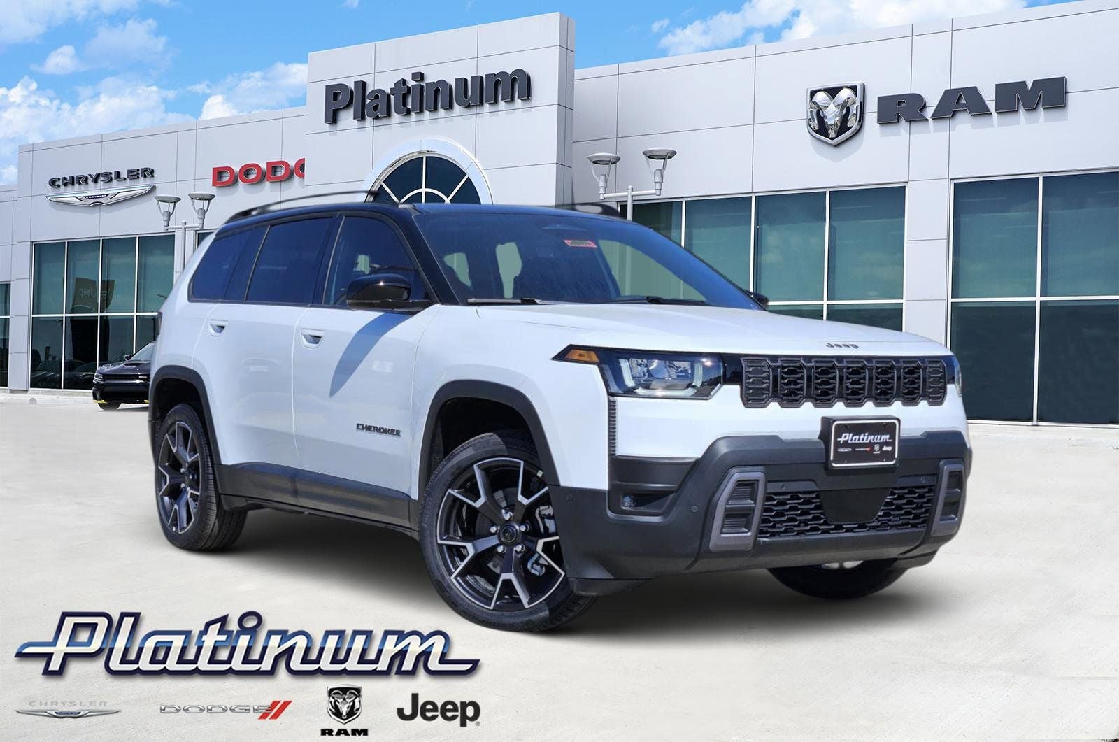 2026 Jeep Cherokee CHEROKEE OVERLAND 4X4 in Bright White Clear-Coat Exterior Paint — front three-quarter view