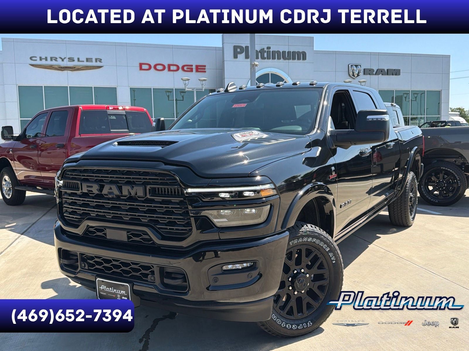 2026 RAM Ram 2500 RAM 2500 LIMITED MEGA CAB 4X4 6'4' BOX in Diamond Black Crystal Pearl-Coat Exterior Paint — front three-quarter view