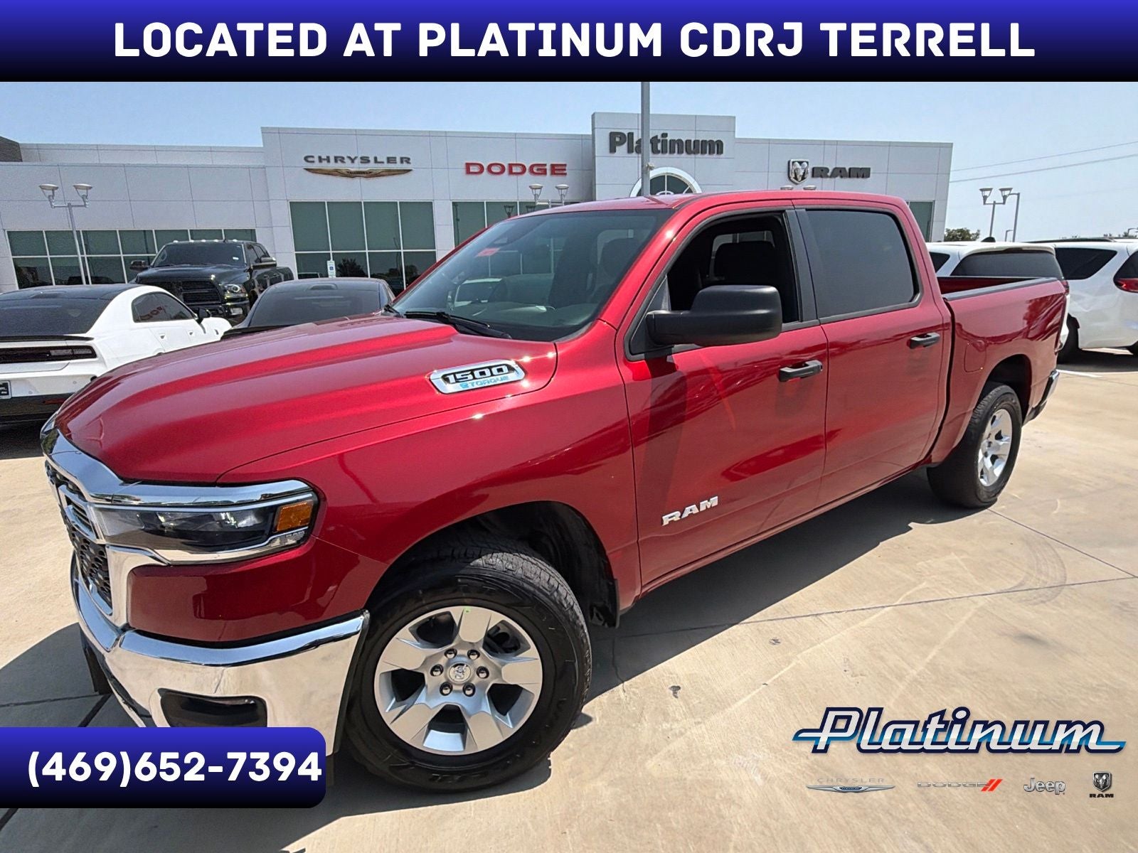2026 RAM Ram 1500 RAM 1500 BIG HORN CREW CAB 4X2 5'7' BOX in Molten Red Pearl-Coat Exterior Paint — front three-quarter view