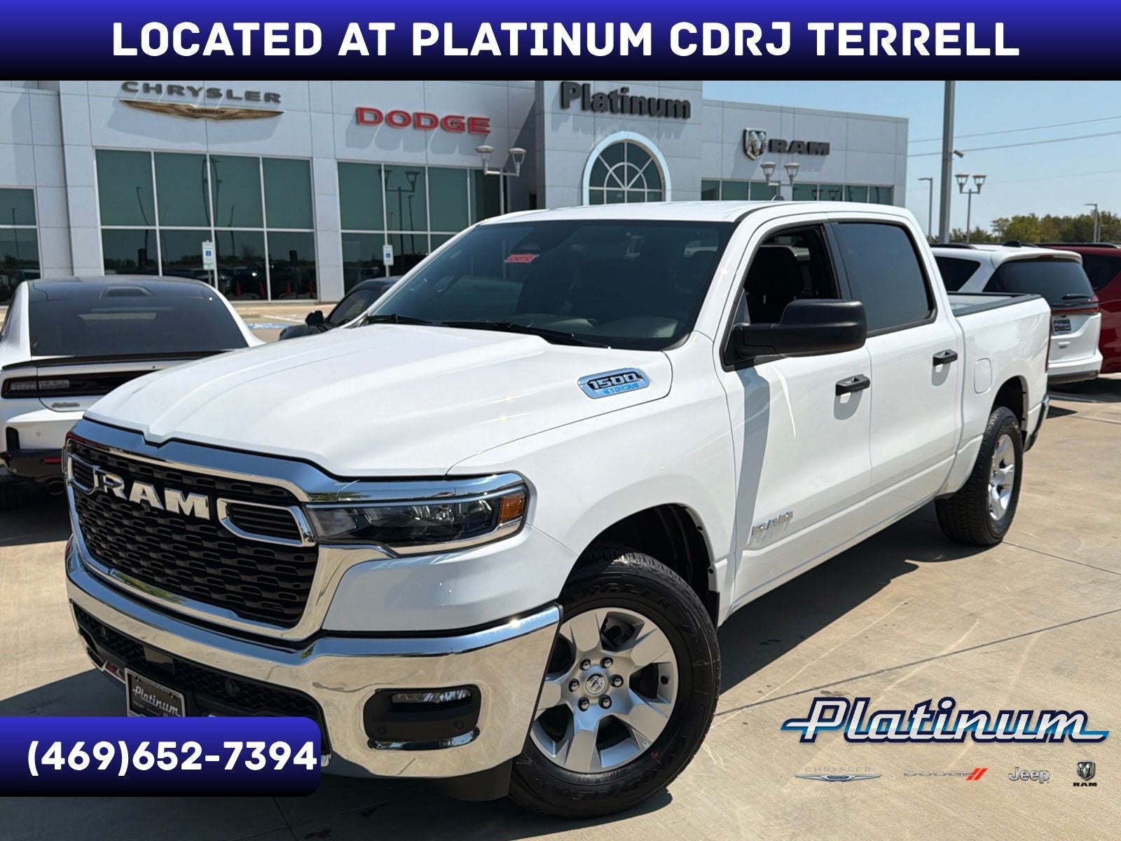 2026 RAM Ram 1500 RAM 1500 LONE STAR CREW CAB 4X2 5'7' BOX in Bright White Clear-Coat Exterior Paint — front three-quarter view