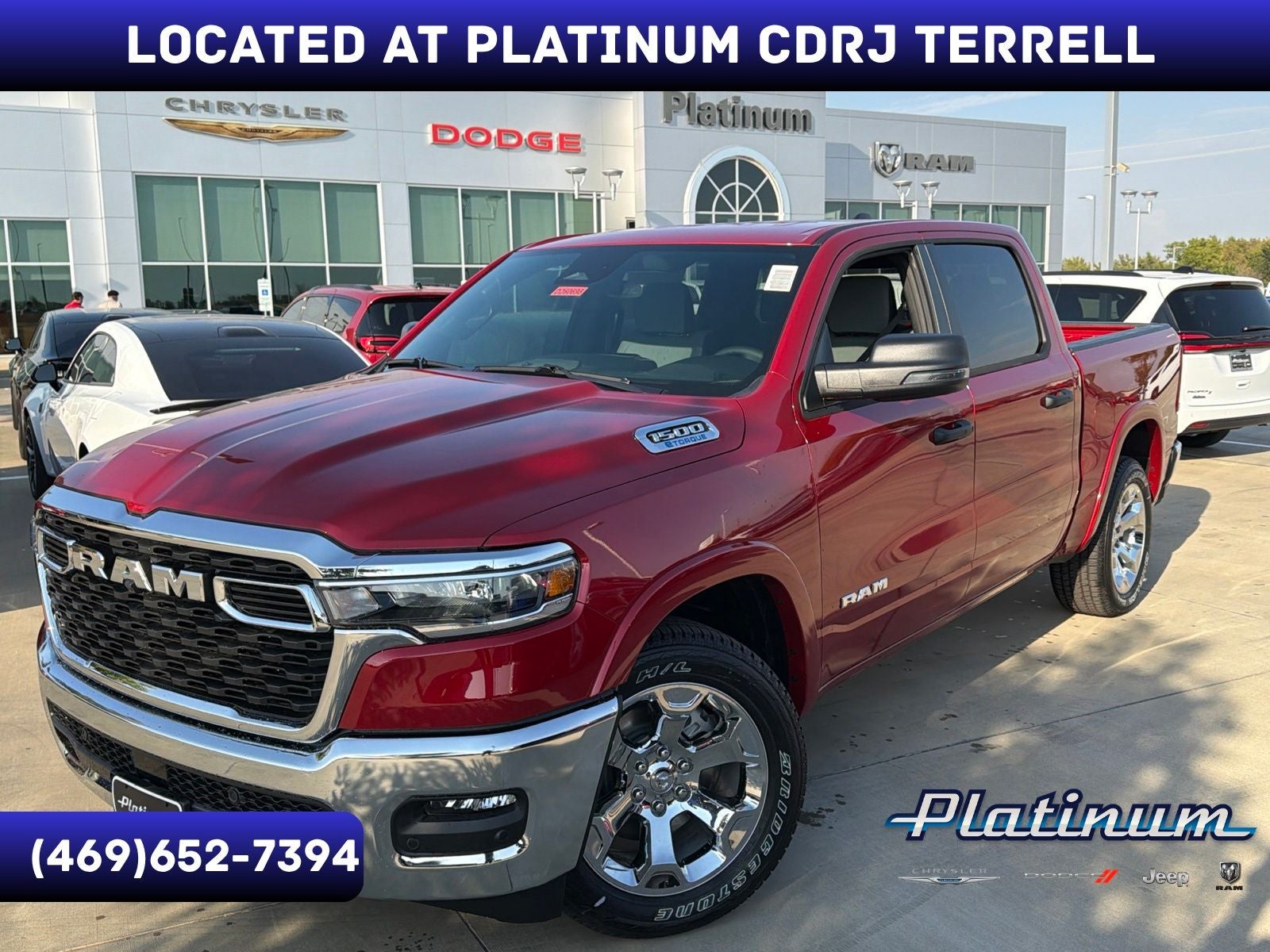 2026 RAM Ram 1500 RAM 1500 BIG HORN CREW CAB 4X2 5'7' BOX in Molten Red Pearl-Coat Exterior Paint — front three-quarter view