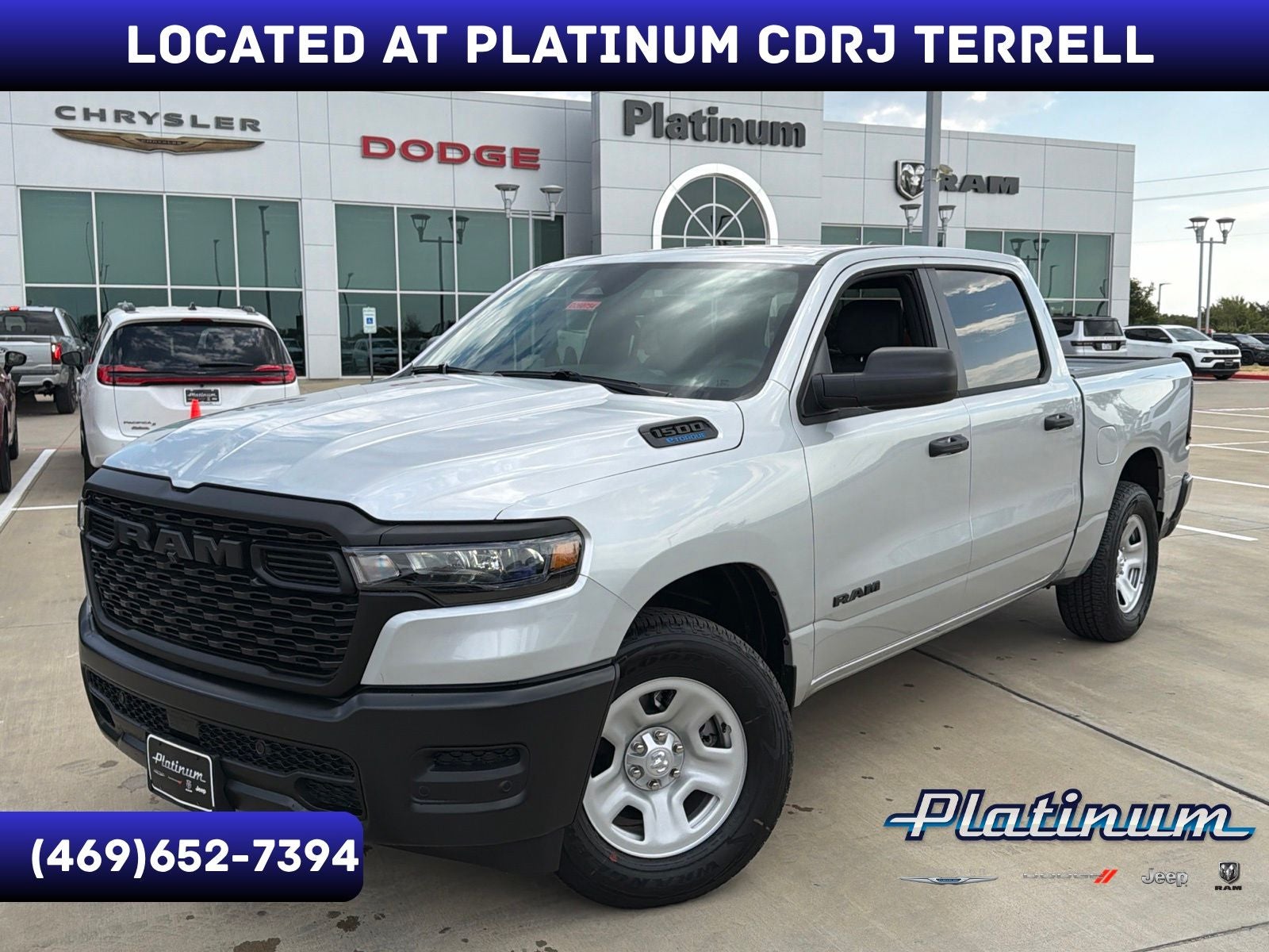 2026 RAM Ram 1500 RAM 1500 TRADESMAN CREW CAB 4X4 5'7' BOX in Silver Zynith Exterior Paint — front three-quarter view
