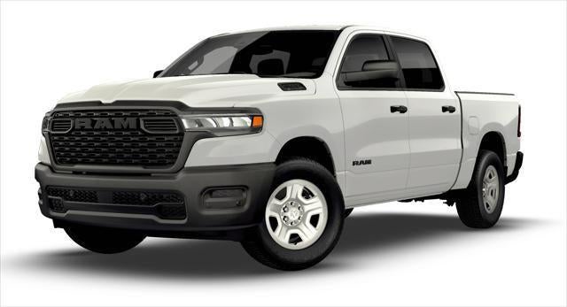 2026 RAM Ram 1500 RAM 1500 TRADESMAN CREW CAB 4X4 5'7' BOX in Bright White Clear-Coat Exterior Paint — front three-quarter view