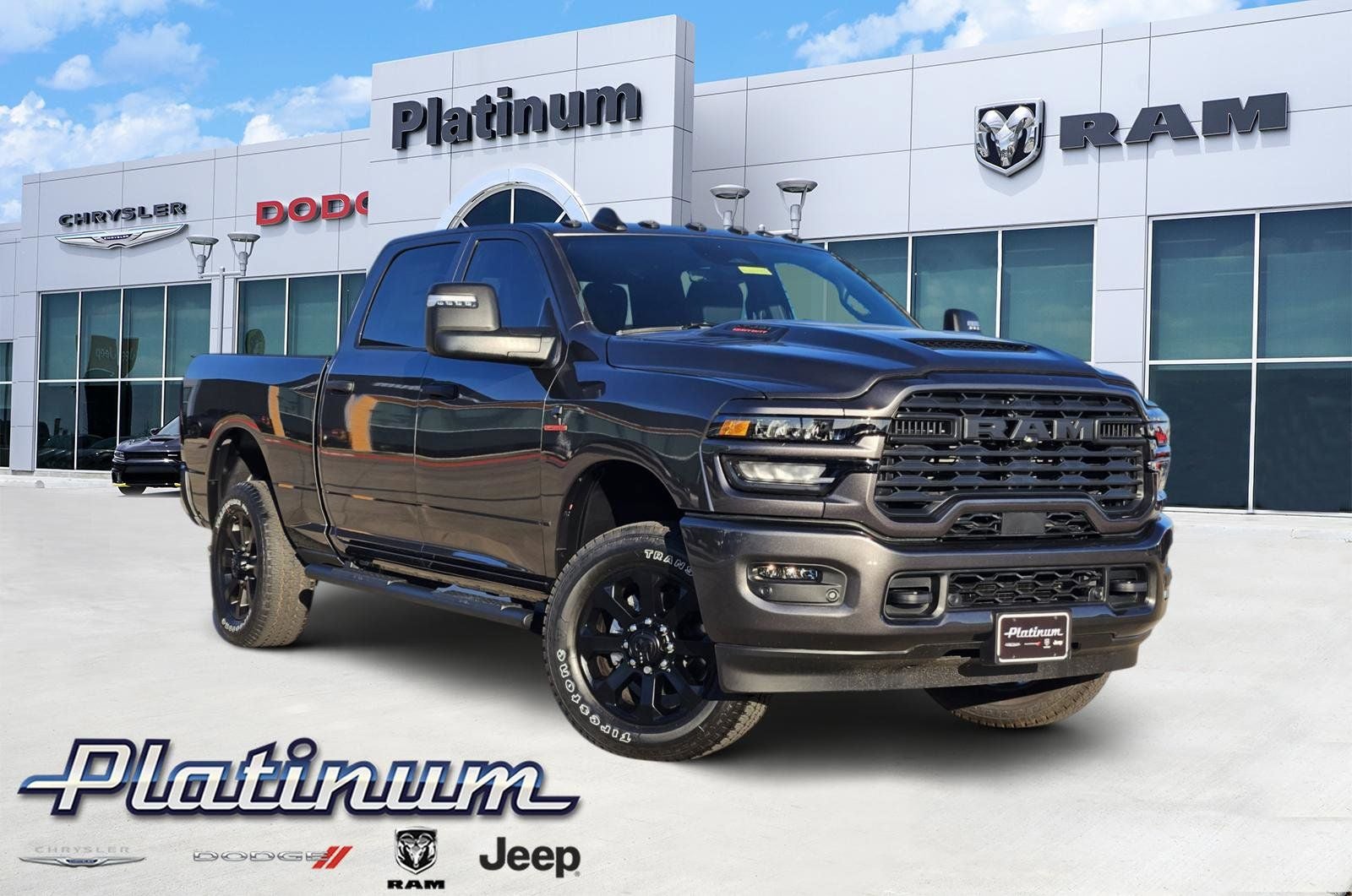 2025 RAM Ram 2500 RAM 2500 TRADESMAN CREW CAB 4X4 8' BOX in Granite Crystal Metallic Clear-Coat Exterior Paint — front three-quarter view